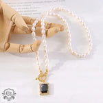 Exquisite Pearl and Gemstone Pendant Necklace -  QH Clothing