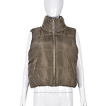 Stand Collar Padded Vest - Clothing