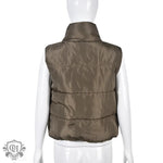 Stand Collar Padded Vest - Clothing