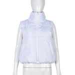 Stand Collar Padded Vest - S / White - Clothing