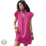 Stand Collar Ruffle Dress - QH Clothing