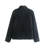 Wool Blend Stand Collar Coat - QH Clothing