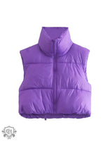 Stand Collar Zip Vest - Clothing