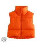 Stand Collar Zip Vest - Clothing