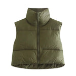 Stand Collar Zip Vest - S / Army Green - Clothing