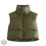 Stand Collar Zip Vest - S / Army Green - Clothing