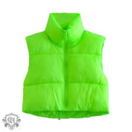 Stand Collar Zip Vest - S / fluorescent green - Clothing