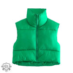 Stand Collar Zip Vest - S / Normal Green - Clothing