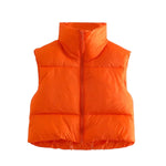 Stand Collar Zip Vest - S / Orange - Clothing