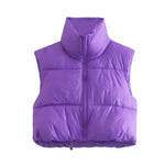 Stand Collar Zip Vest - S / Purple - Clothing