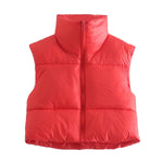 Stand Collar Zip Vest - S / Red - Clothing