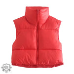 Stand Collar Zip Vest - S / Red - Clothing