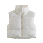 Stand Collar Zip Vest - S / White - Clothing