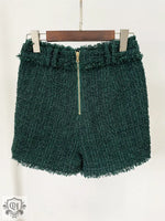 Star Lion Button Tweed Shorts - QH Clothing