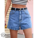 High Waist Denim Shorts with Pockets - QH Clothing