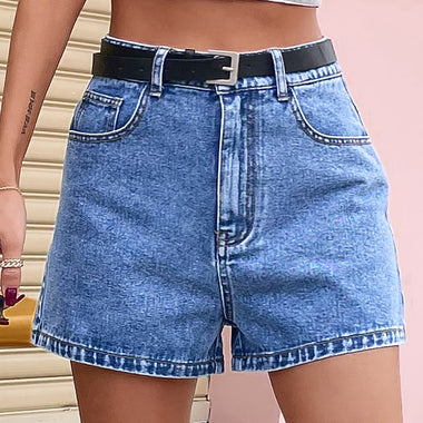 High Waist Denim Shorts with Pockets - QH Clothing