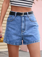 High Waist Denim Shorts with Pockets - QH Clothing