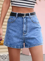 High Waist Denim Shorts with Pockets - QH Clothing