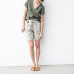 High Waist Linen Shorts with Belt - QH Clothing