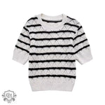 Stripe Pattern Knitted Top & Shorts - Clothing