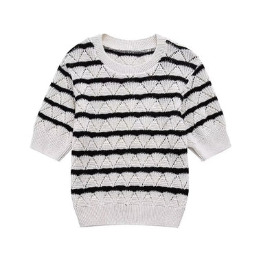 Stripe Pattern Knitted Top & Shorts - Clothing