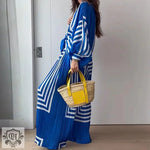 Stripe Pattern Shirt & Wide Leg Trousers - Clothing