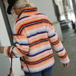 Plush Striped Collared Pullover Sweater - QH Clothing