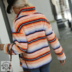 Plush Striped Collared Pullover Sweater - QH Clothing