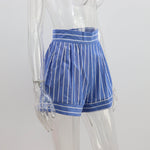 Striped Cotton Shirt & Shorts Set - Clothing