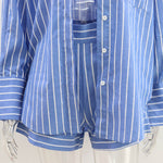 Striped Cotton Shirt & Shorts Set - Clothing