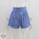 Striped Cotton Shirt & Shorts Set - Clothing