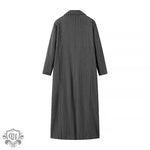 Striped Woolen Double Breasted Coat - QH Clothing