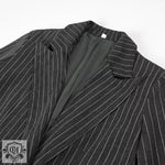 Striped Woolen Double Breasted Coat - QH Clothing