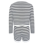 Striped Long Sleeve Top & Pocketed Shorts - Clothing