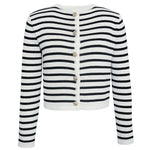 Striped Long Sleeve Top & Pocketed Shorts - S / White Coat - Clothing