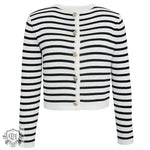 Striped Long Sleeve Top & Pocketed Shorts - S / White Coat - Clothing