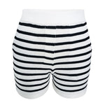 Striped Long Sleeve Top & Pocketed Shorts - S / White Pants - Clothing