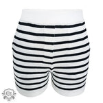 Striped Long Sleeve Top & Pocketed Shorts - S / White Pants - Clothing