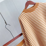 Striped Round Neck Pullover & Skirt Set - Clothing