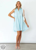 Spring Summer Sexy Sleeveless Striped Collared Loose Shirt Dress Dress - Quality Home Clothing| Beauty