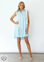 Spring Summer Sexy Sleeveless Striped Collared Loose Shirt Dress Dress - Quality Home Clothing| Beauty