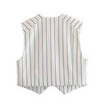 Striped V-Neck Vest - Clothing