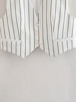 Striped V-Neck Vest - Clothing