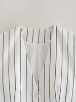 Striped V-Neck Vest - Clothing