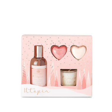 Style & Grace Bubble Boutique Relax and Bathe Gift Set 100ml Body Wash + 2 x 20g Heart Bath Fizzer + 30g Candle