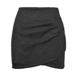 Suede Solid Skirt Autumn Winter Heap Pleated Criss Cross Irregular Asymmetric Zipper Skirt Women Clothing - Quality Home Clothing| Beauty