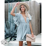 Slub Cotton Backless Beach Dress - QH Clothing