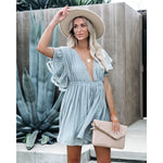 Slub Cotton Backless Beach Dress - QH Clothing