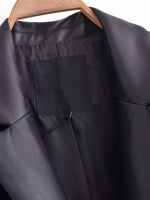 Faux Leather Long Overcoat - QH Clothing