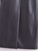 Faux Leather Long Overcoat - QH Clothing